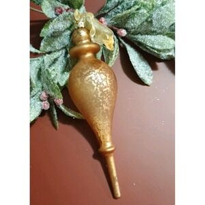 Frontgate Glass Finial Christmas Ornament Gold Embellished Holiday Christmas